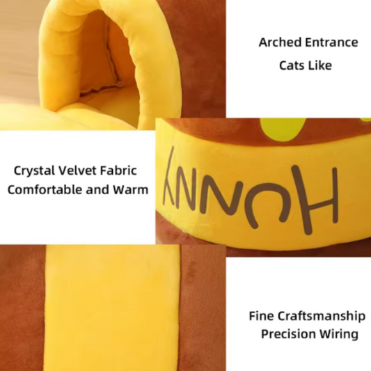 Honey Jar Cat Bed | Warm & Washable Cozy Cave for All Seasons